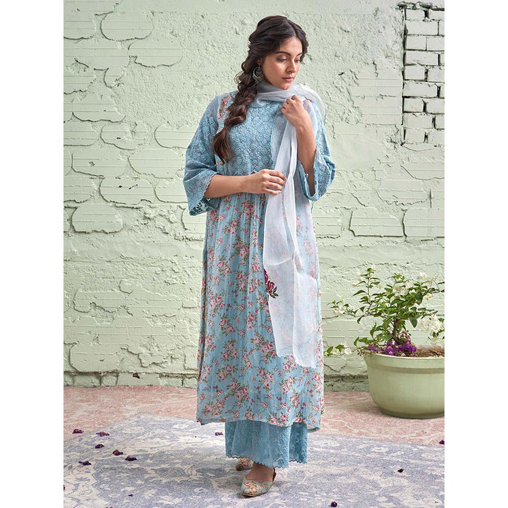 NAAZ BY NOOR Jamun Ki Tokri Neeli Kurta Set - (Set of 3)