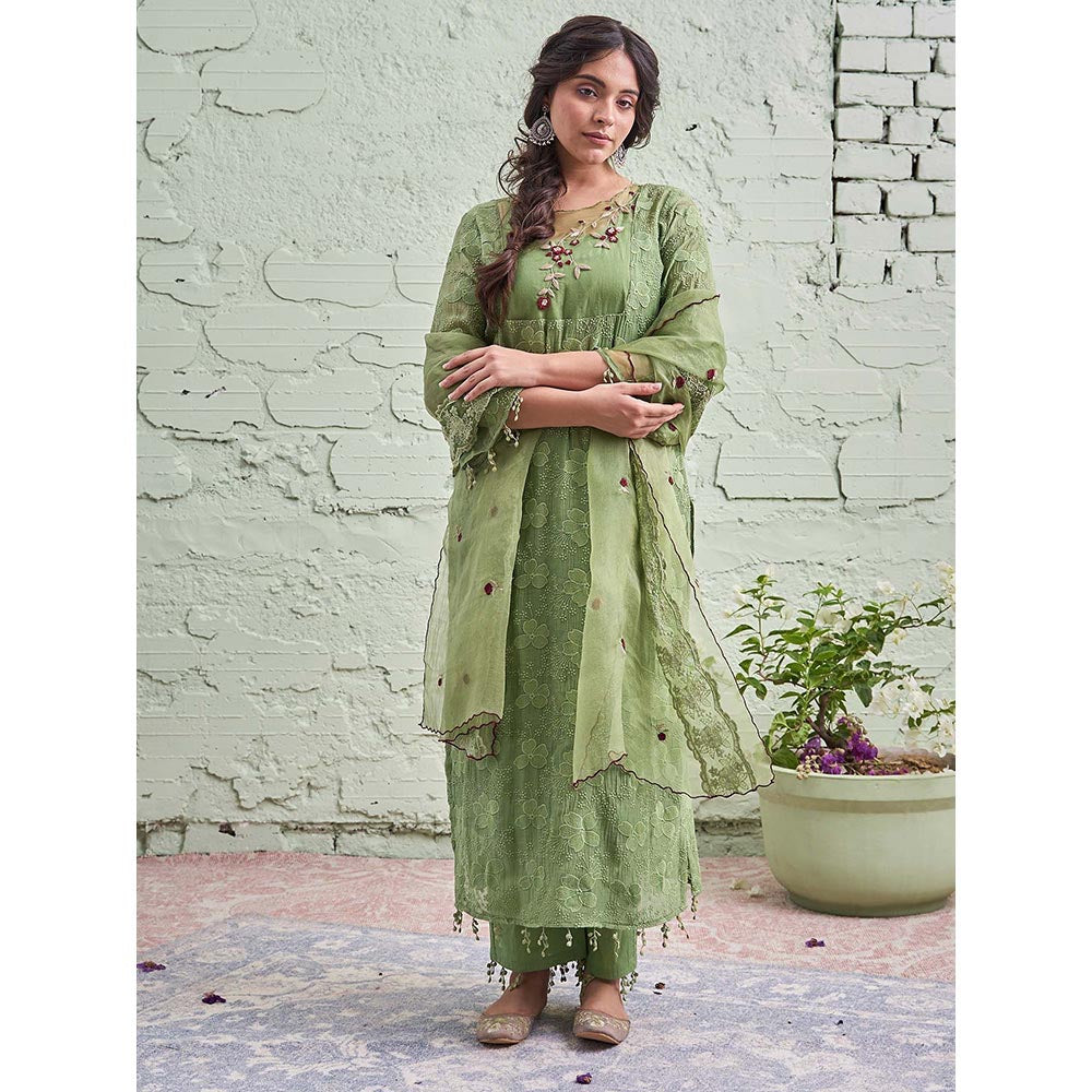 NAAZ BY NOOR Jamun Ki Tokri Hari Kurta Set - (Set of 3)