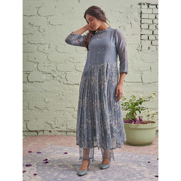 NAAZ BY NOOR Jamun Ki Tokri Neeli Si Sleti Kurta Set - (Set of 2)