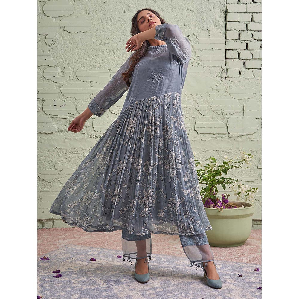 NAAZ BY NOOR Jamun Ki Tokri Neeli Si Sleti Kurta Set - (Set of 2)