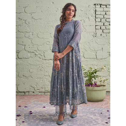 NAAZ BY NOOR Jamun Ki Tokri Neeli Si Sleti Kurta Set - (Set of 2)