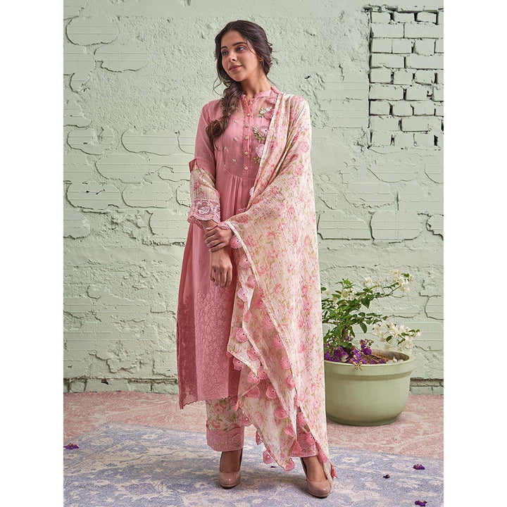 NAAZ BY NOOR Jamun Ki Tokri Gulabi Kurta Set - (Set of 3)