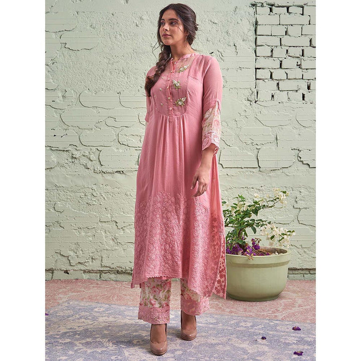 NAAZ BY NOOR Jamun Ki Tokri Gulabi Kurta Set - (Set of 3)