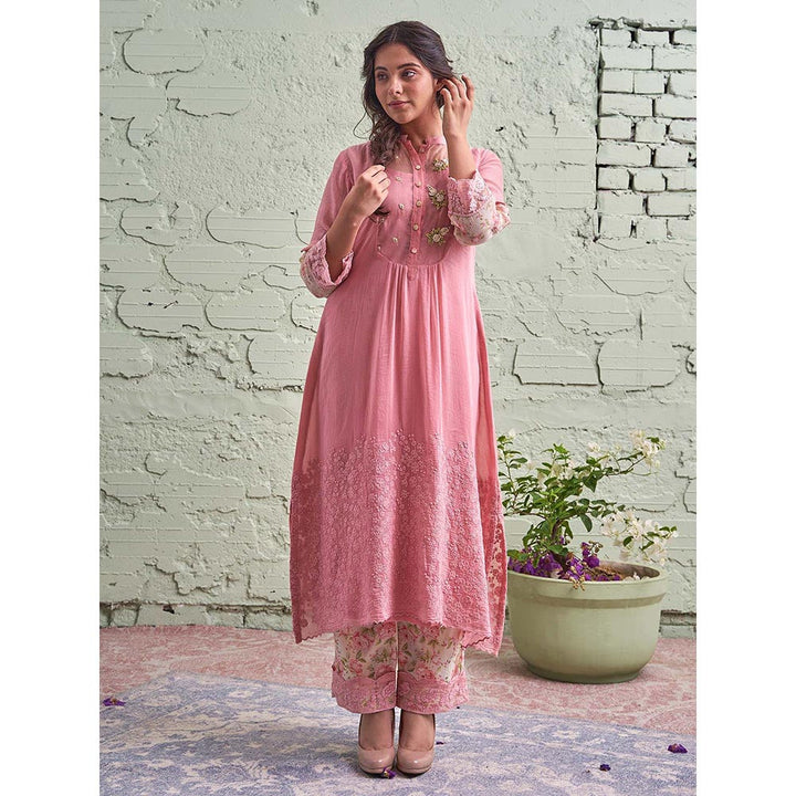 NAAZ BY NOOR Jamun Ki Tokri Gulabi Kurta Set - (Set of 3)