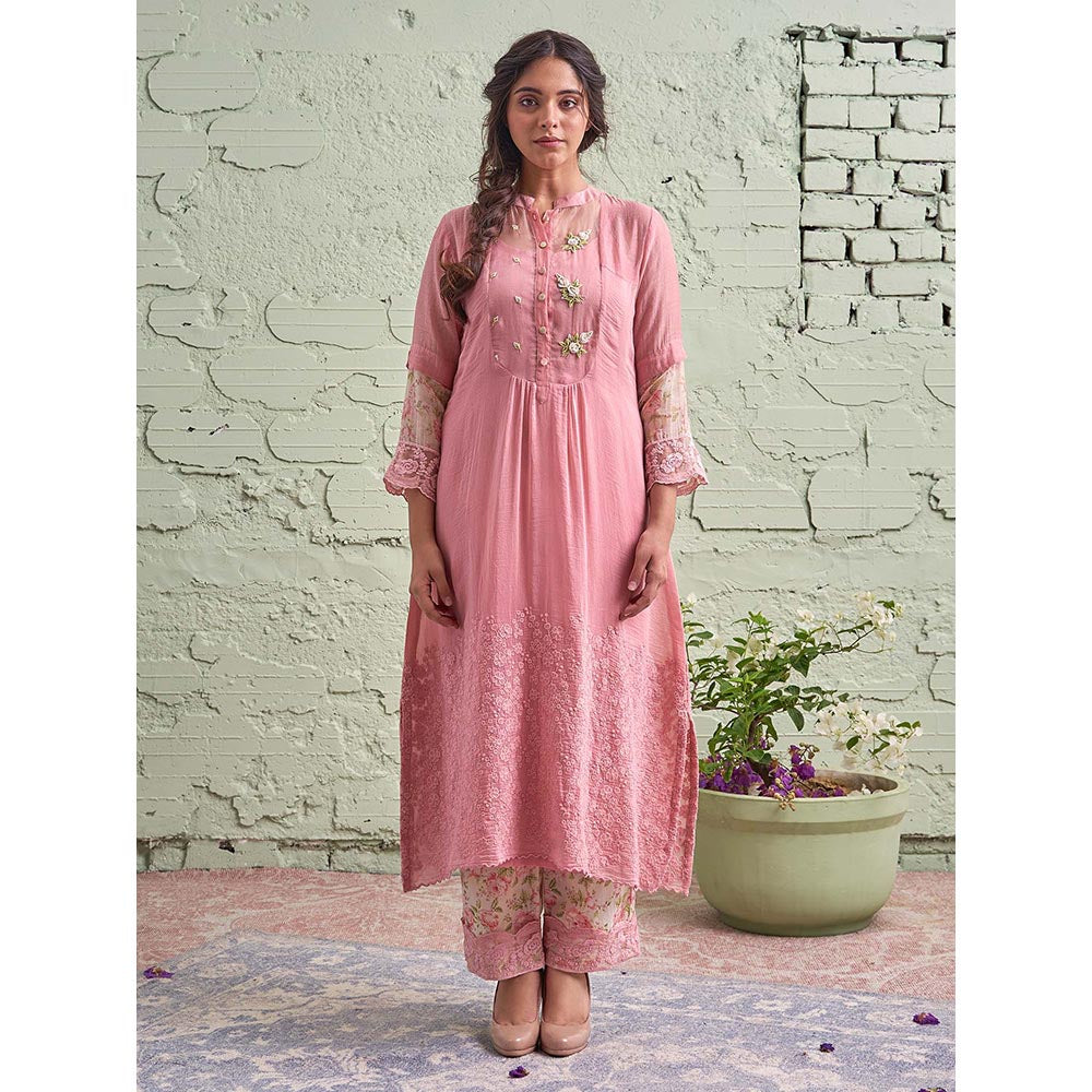 NAAZ BY NOOR Jamun Ki Tokri Gulabi Kurta Set - (Set of 3)