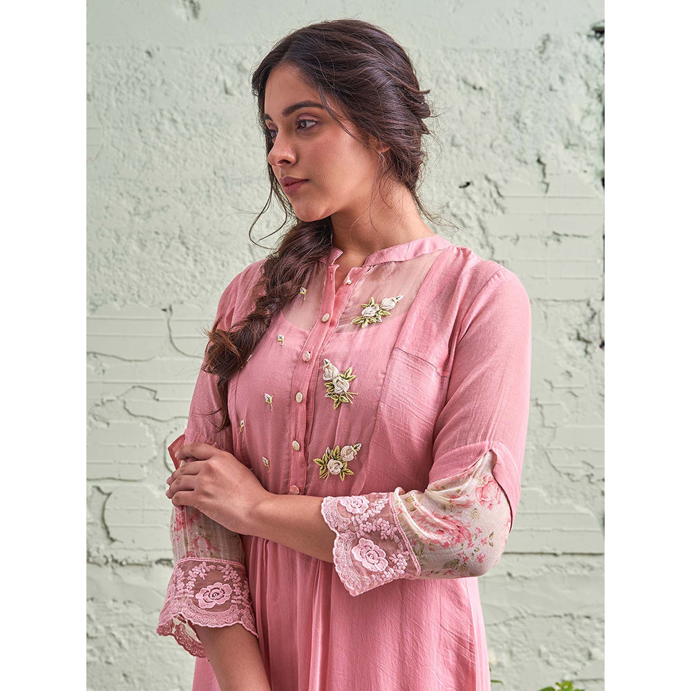 NAAZ BY NOOR Jamun Ki Tokri Gulabi Kurta Set - (Set of 3)