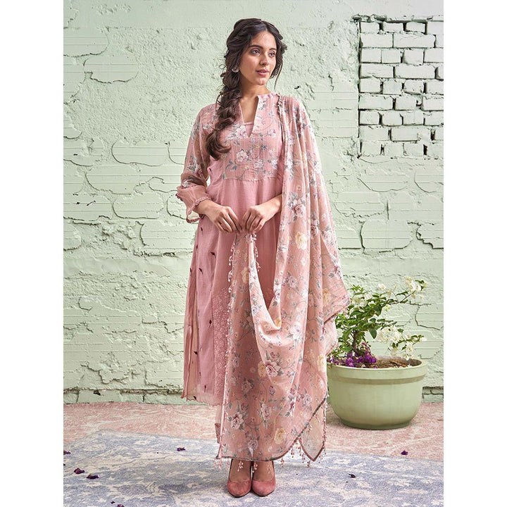 NAAZ BY NOOR Jamun Ki Tokri Halki Gulabi Kurta Set - (Set of 3)