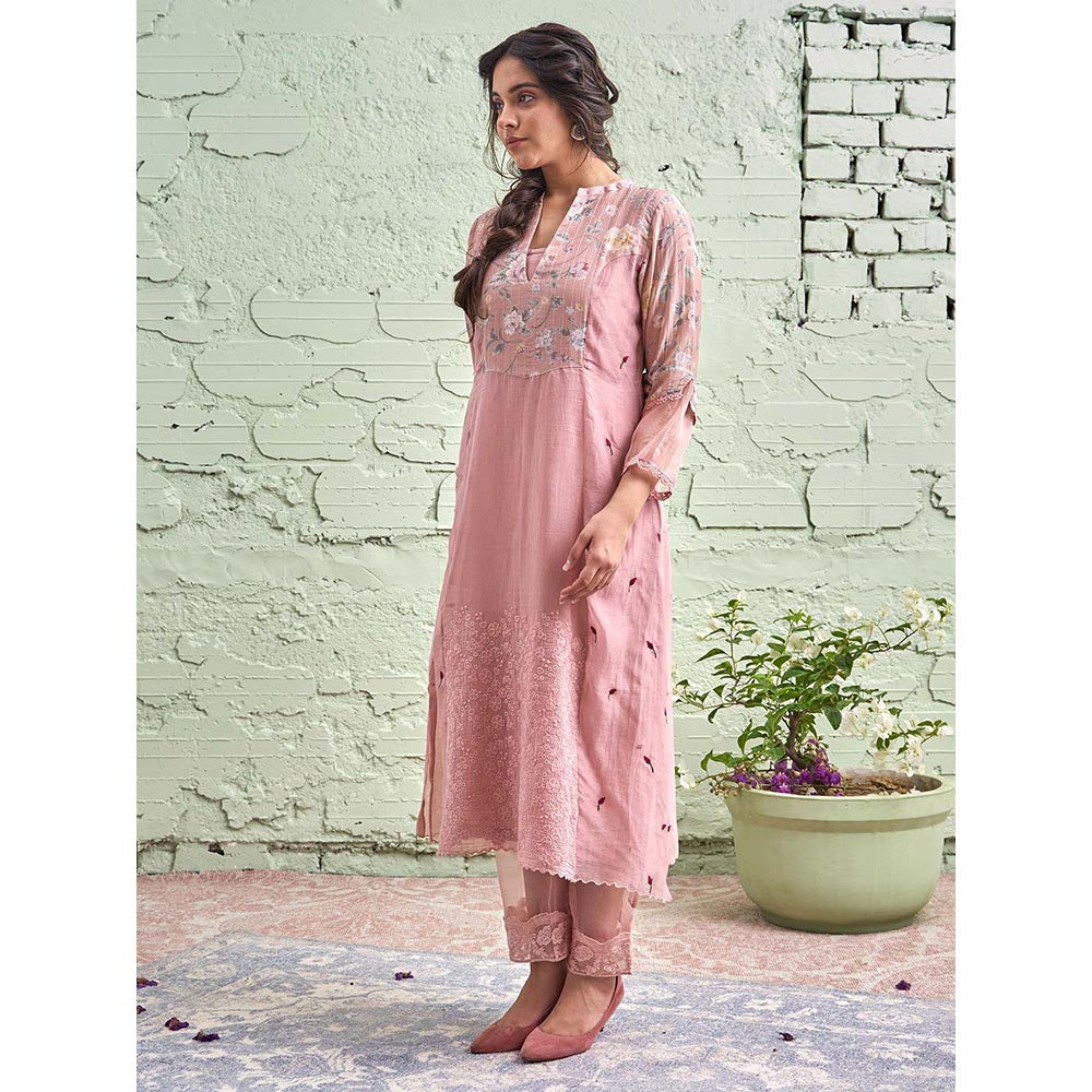 NAAZ BY NOOR Jamun Ki Tokri Halki Gulabi Kurta Set - (Set of 3)