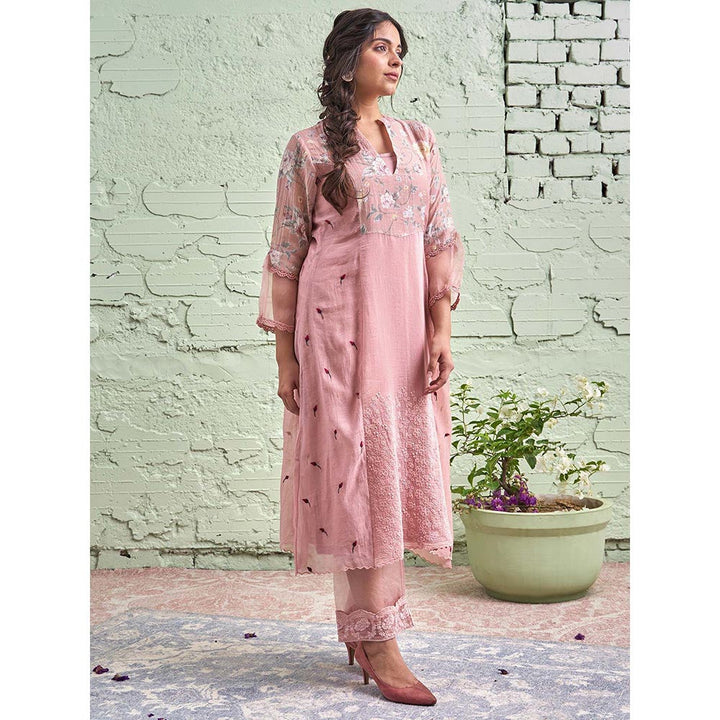 NAAZ BY NOOR Jamun Ki Tokri Halki Gulabi Kurta Set - (Set of 3)