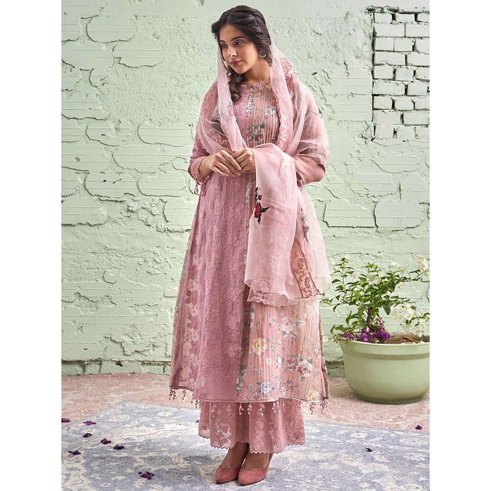 NAAZ BY NOOR Jamun Ki Tokri Halki Si Gulabi Kurta Set - (Set of 3)