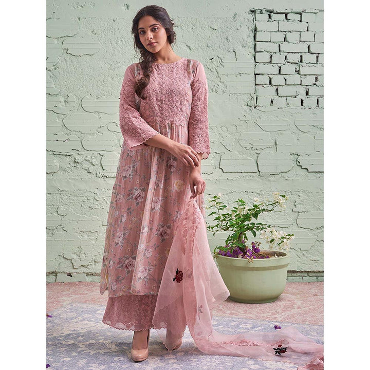 NAAZ BY NOOR Jamun Ki Tokri Halki Si Gulabi Kurta Set - (Set of 3)