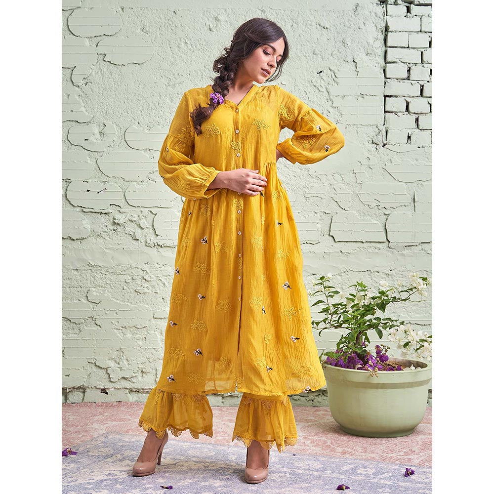 NAAZ BY NOOR Jamun Ki Tokri Peeli Kurta Set - (Set of 3)