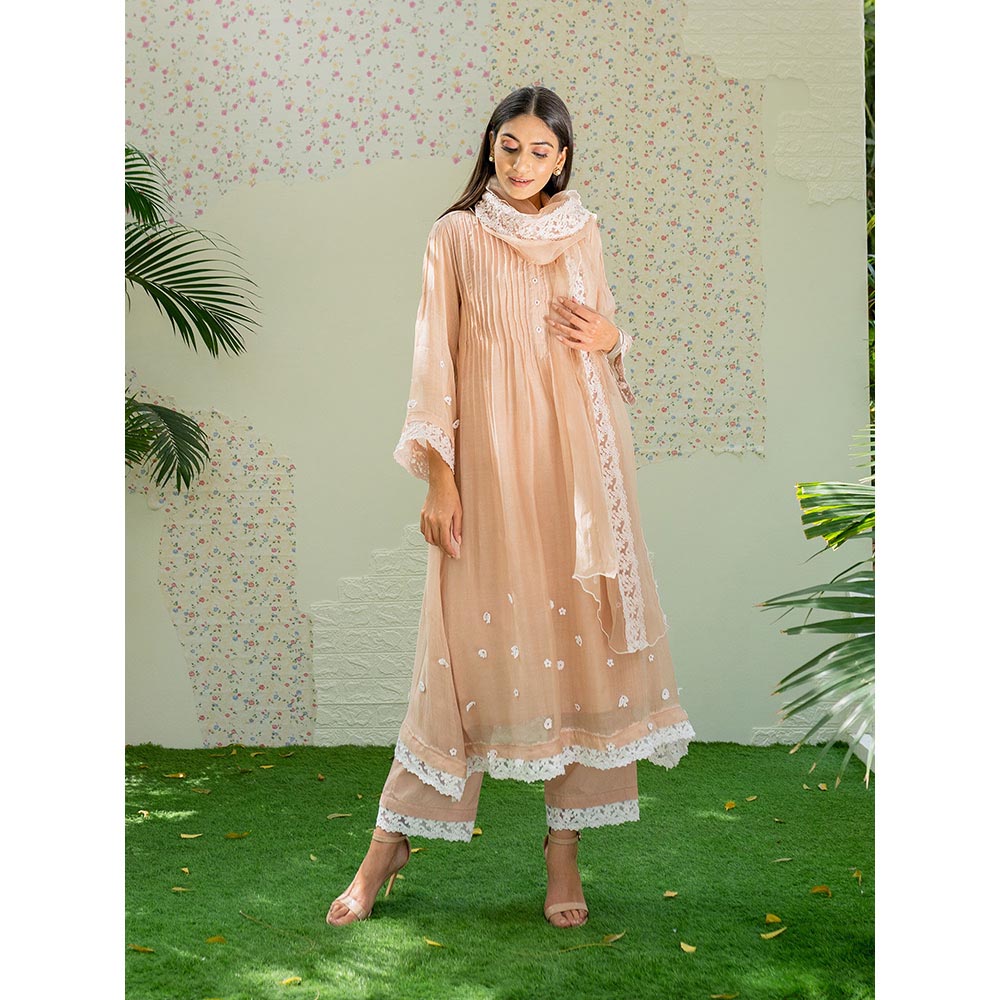 Naaz By Noor Kurta and Pants with Dupatta Under The Neem Beige (Set of 3)