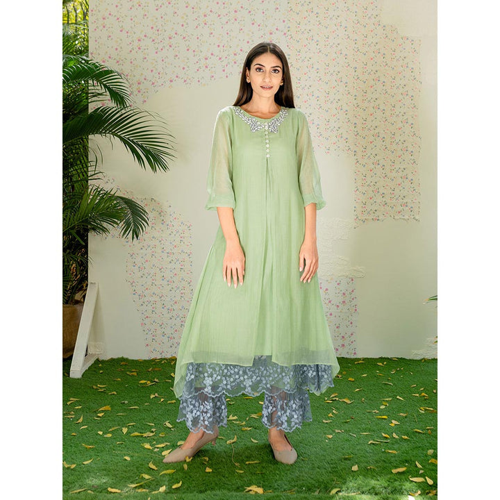 Naaz By Noor Kurta with Pants Under The Neem Green (Set of 2)