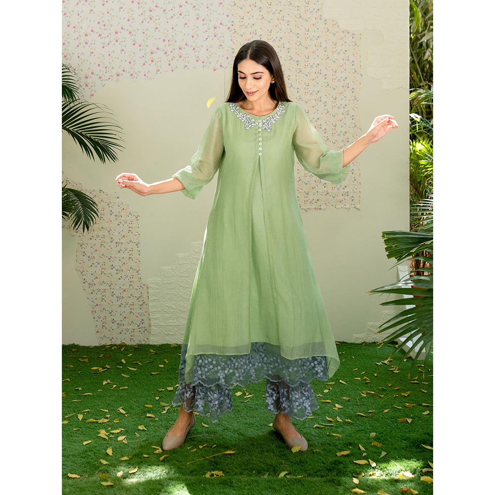 Naaz By Noor Kurta with Pants Under The Neem Green (Set of 2)