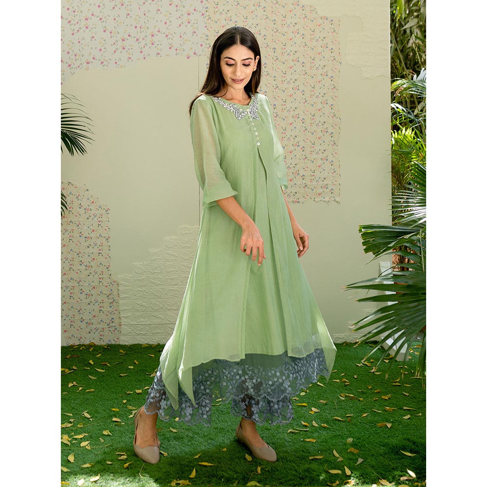 Naaz By Noor Kurta with Pants Under The Neem Green (Set of 2)