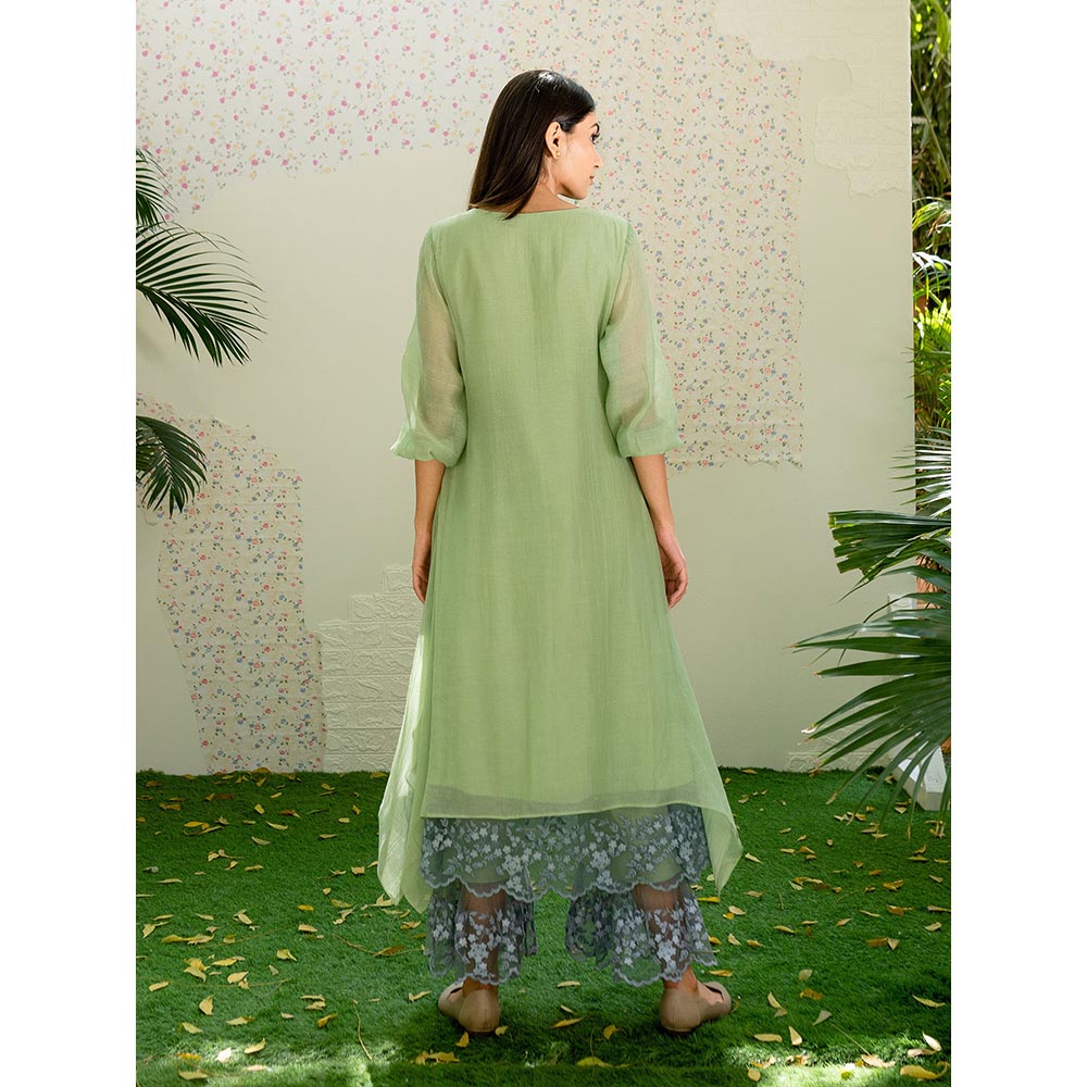 Naaz By Noor Kurta with Pants Under The Neem Green (Set of 2)