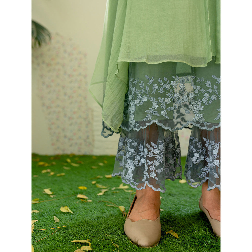 Naaz By Noor Kurta with Pants Under The Neem Green (Set of 2)