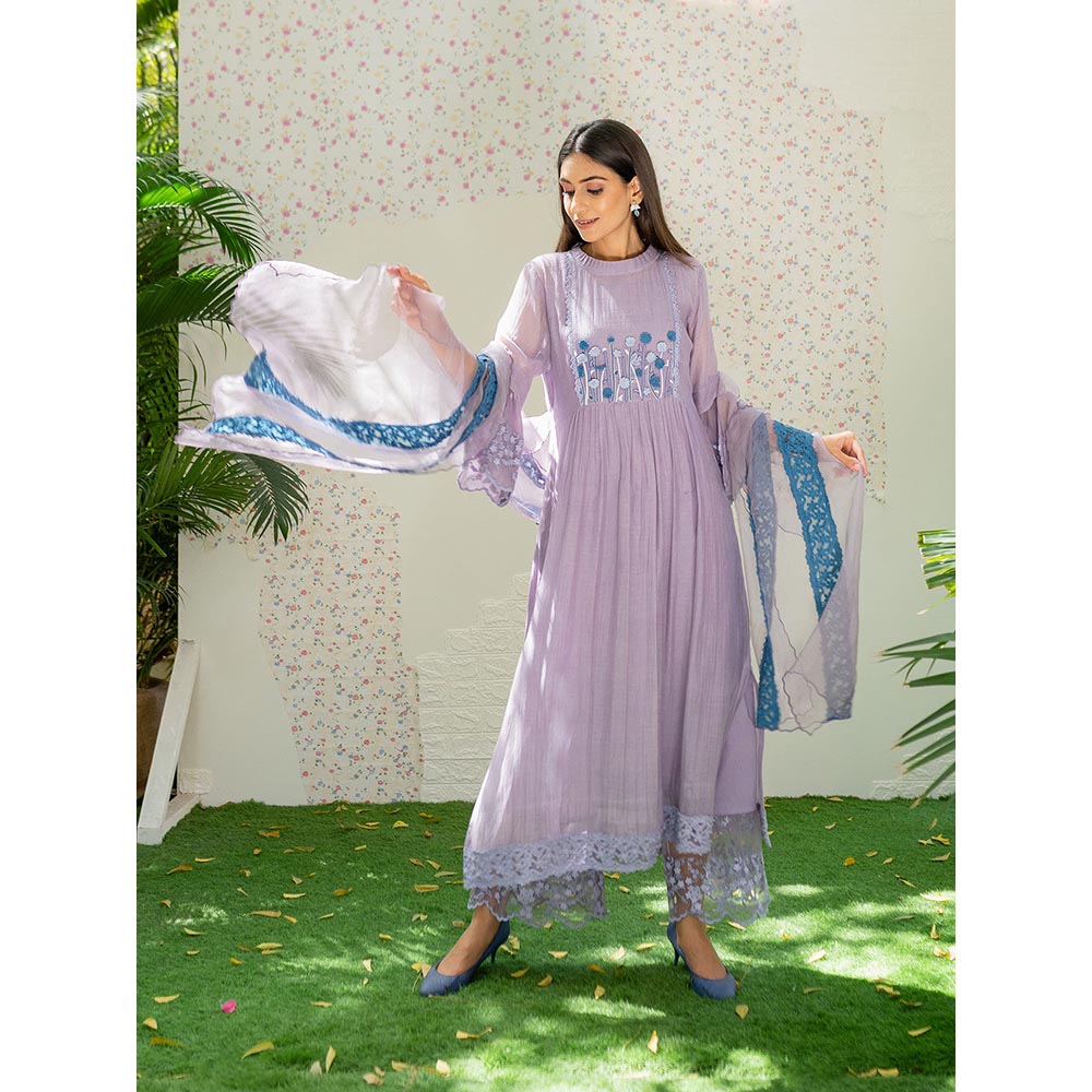 Naaz By Noor Kurta and Pants with Dupatta Under The Neem Purple (Set of 3)