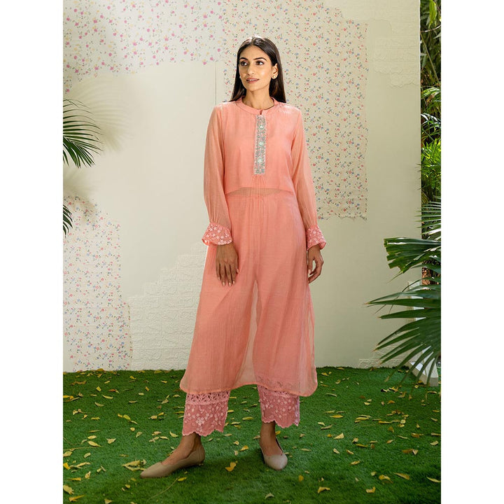 Naaz By Noor Kurta with Pants Under The Neem Peach (Set of 2)