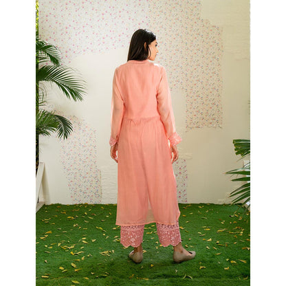 Naaz By Noor Kurta with Pants Under The Neem Peach (Set of 2)