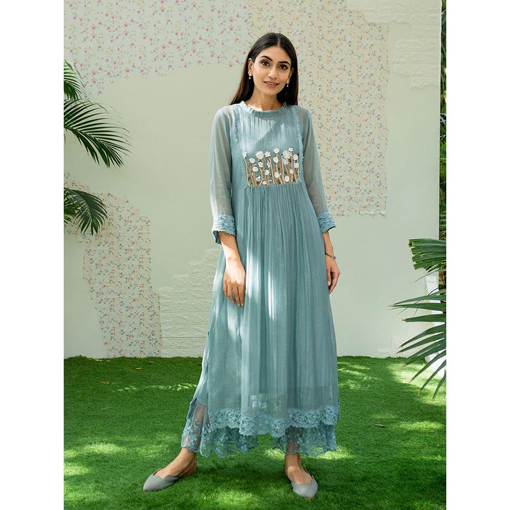 Naaz By Noor Kurta with Pants Under The Neem Blue (Set of 2)