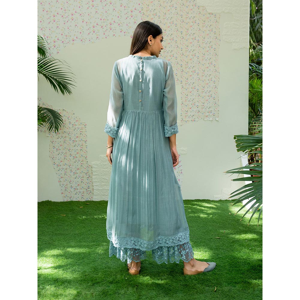 Naaz By Noor Kurta with Pants Under The Neem Blue (Set of 2)