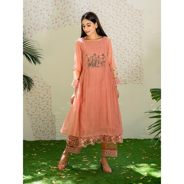 Naaz By Noor Kurta with Pants Under The Neem Pink (Set of 2)