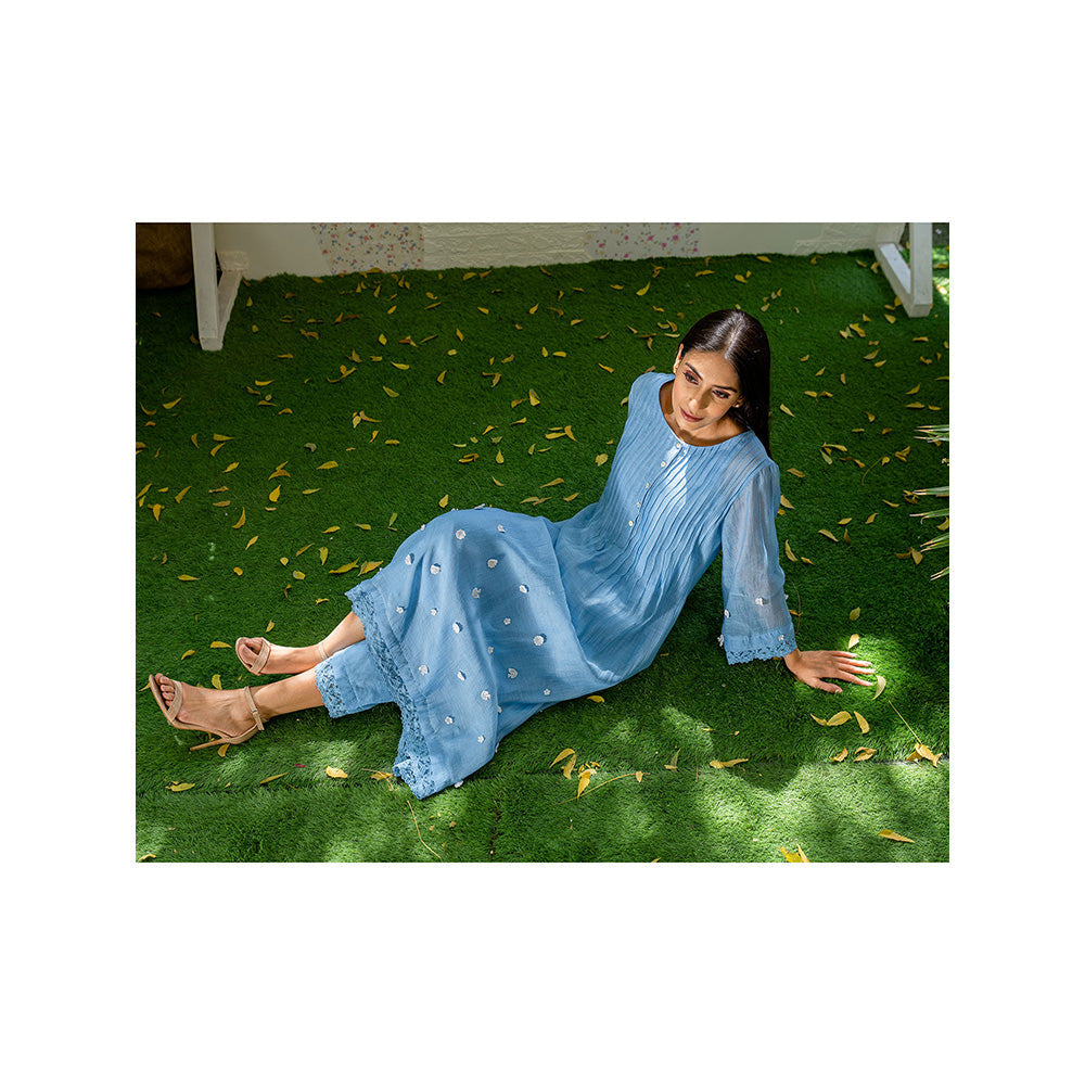 Naaz By Noor Kurta with Pants Under The Neem Blue (Set of 2)