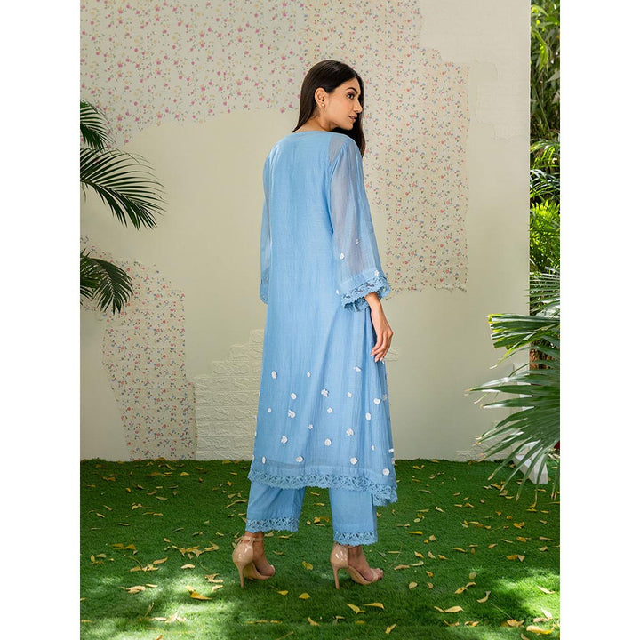 Naaz By Noor Kurta with Pants Under The Neem Blue (Set of 2)