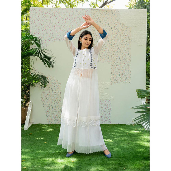 Naaz By Noor Kurta and Sharara with Dupatta Under The Neem White (Set of 3)