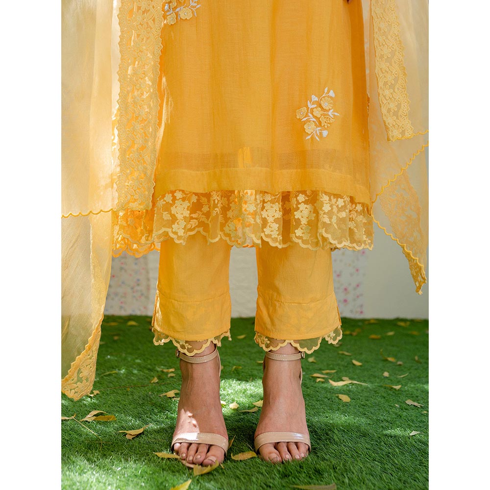 Naaz By Noor Kurta and Pants with Dupatta Under The Neem Yellow (Set of 3)