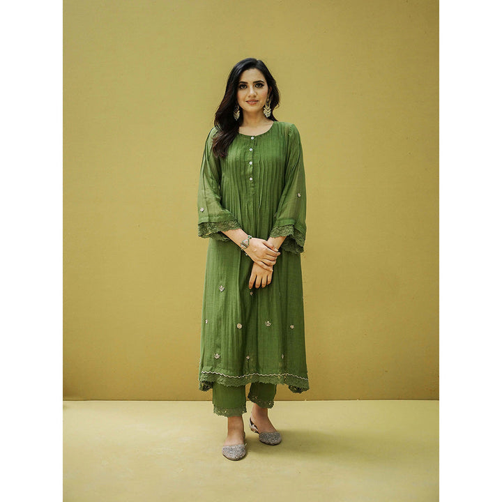 Naaz By Noor Goonj Basil Green Kurta with Pant (Set of 2)