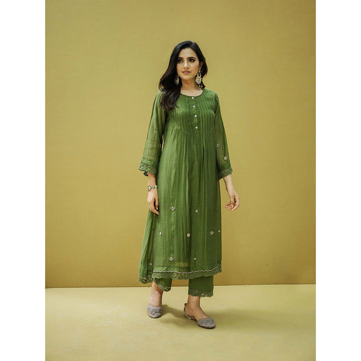 Naaz By Noor Goonj Basil Green Kurta with Pant (Set of 2)