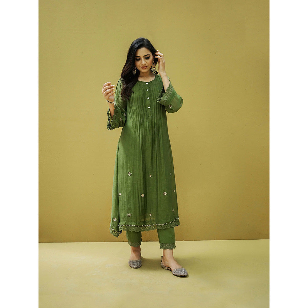 Naaz By Noor Goonj Basil Green Kurta with Pant (Set of 2)