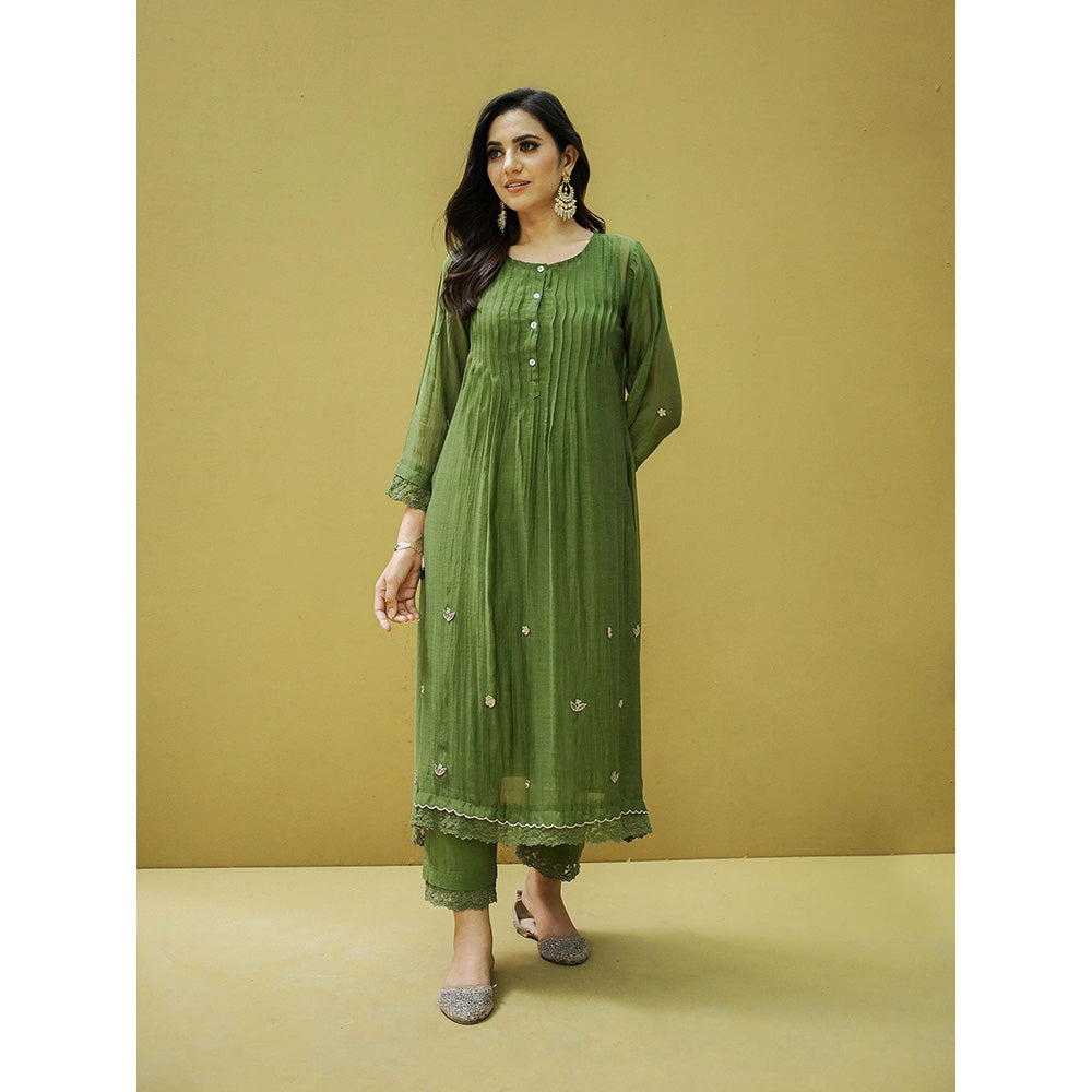 Naaz By Noor Goonj Basil Green Kurta with Pant (Set of 2)