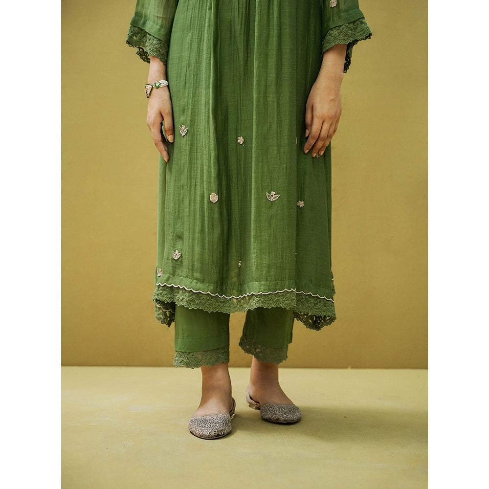 Naaz By Noor Goonj Basil Green Kurta with Pant (Set of 2)