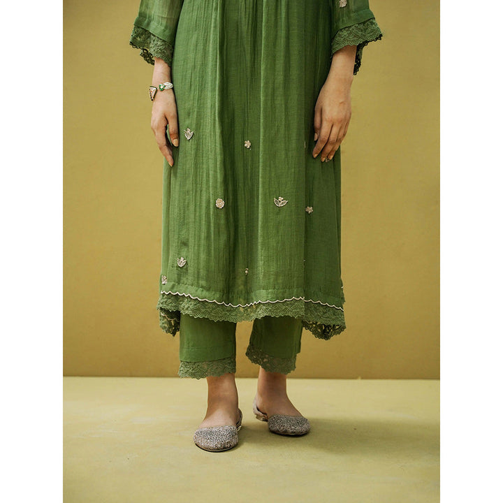 Naaz By Noor Goonj Basil Green Kurta with Pant (Set of 2)