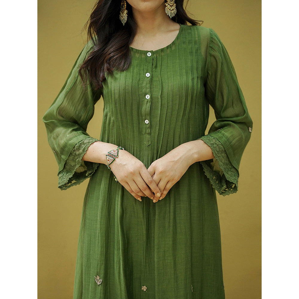 Naaz By Noor Goonj Basil Green Kurta with Pant (Set of 2)