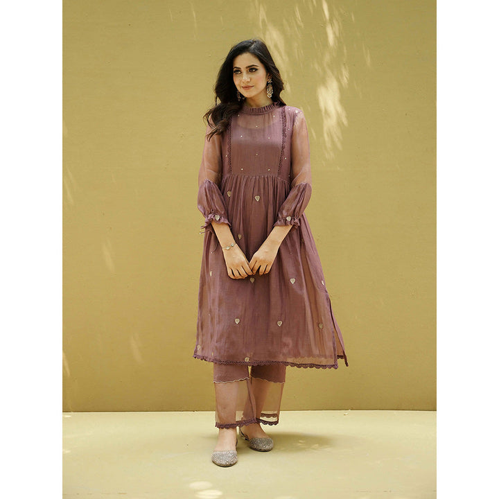 Naaz By Noor Goonj Mauve Kurta with Pant (Set of 2)