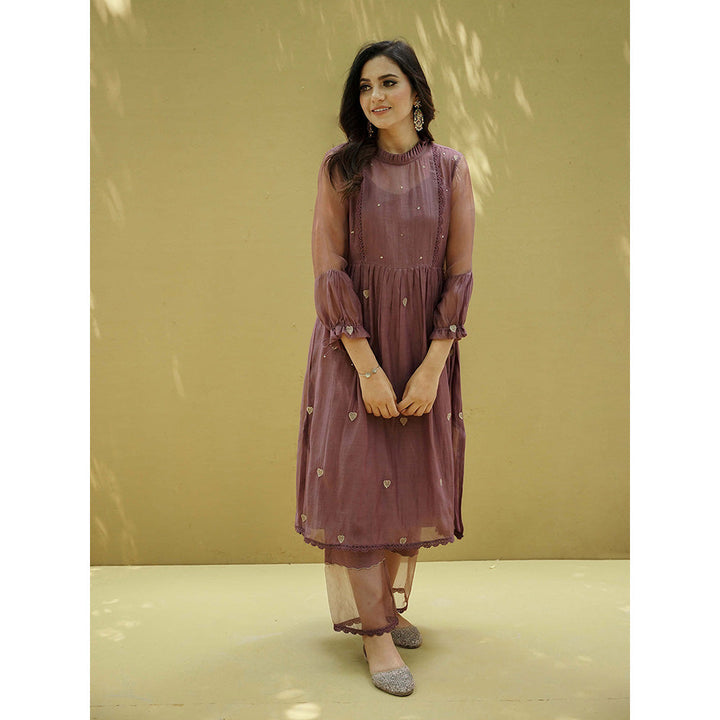 Naaz By Noor Goonj Mauve Kurta with Pant (Set of 2)