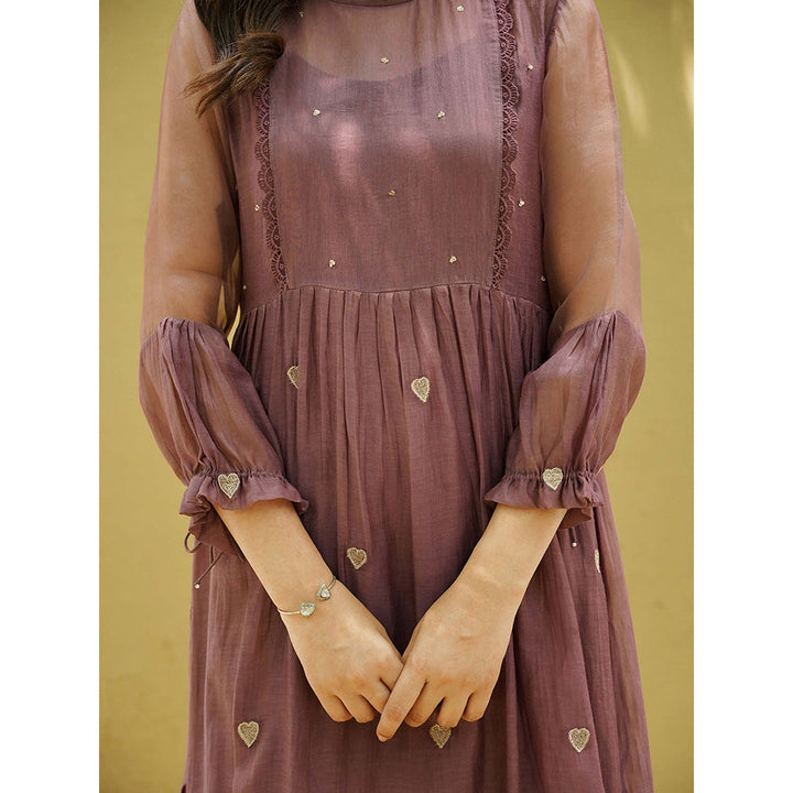 Naaz By Noor Goonj Mauve Kurta with Pant (Set of 2)