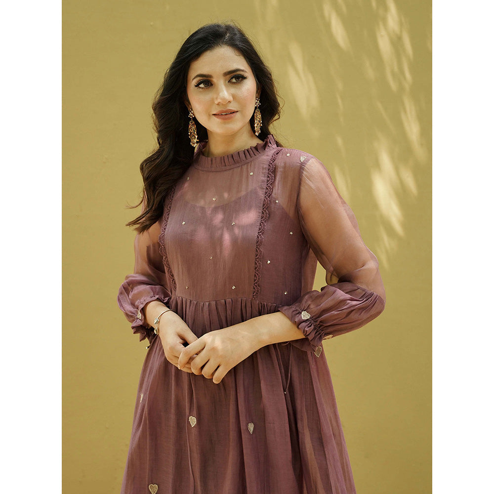 Naaz By Noor Goonj Mauve Kurta with Pant (Set of 2)