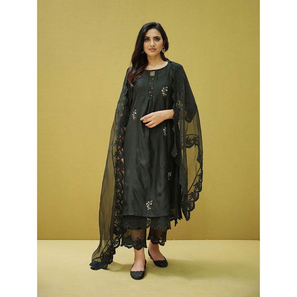 Naaz By Noor Goonj Black Kurta and Pant with Dupatta (Set of 3)