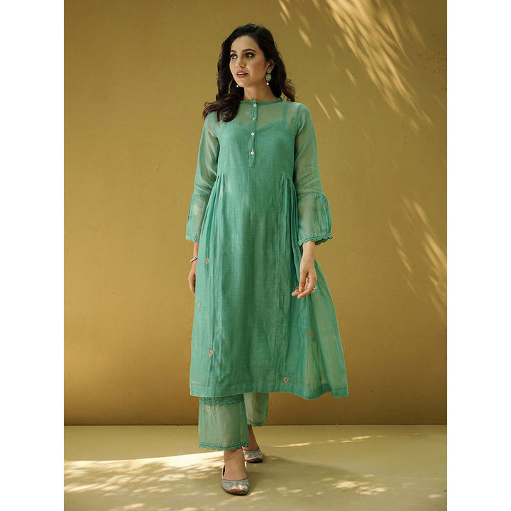 Naaz By Noor Goonj Cyan Kurta with Pant (Set of 2)