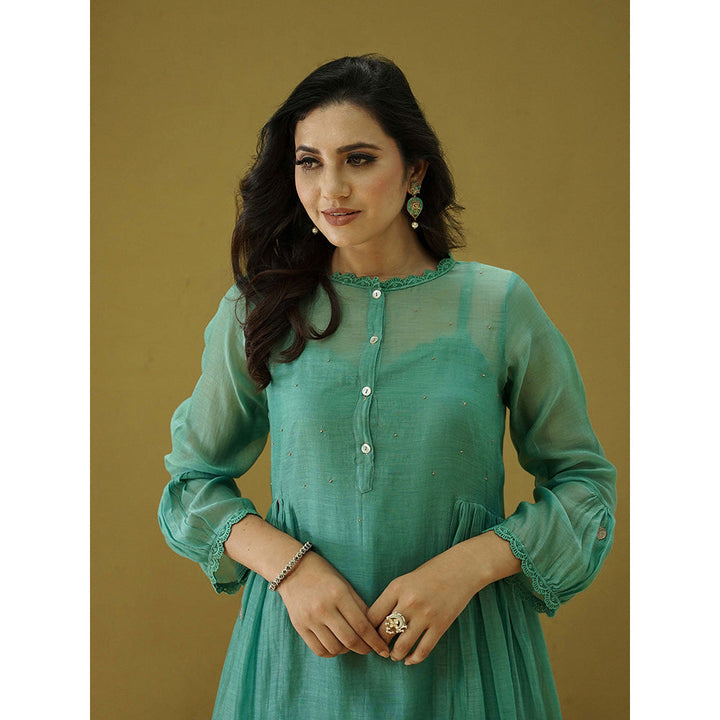 Naaz By Noor Goonj Cyan Kurta with Pant (Set of 2)