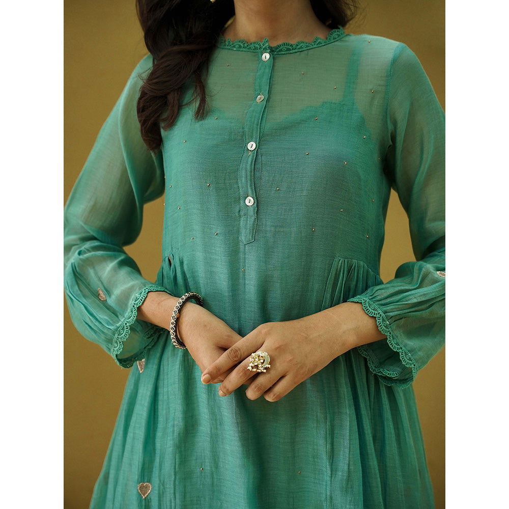 Naaz By Noor Goonj Cyan Kurta with Pant (Set of 2)