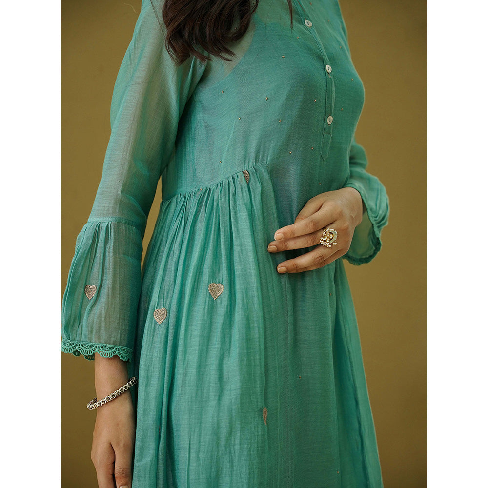 Naaz By Noor Goonj Cyan Kurta with Pant (Set of 2)