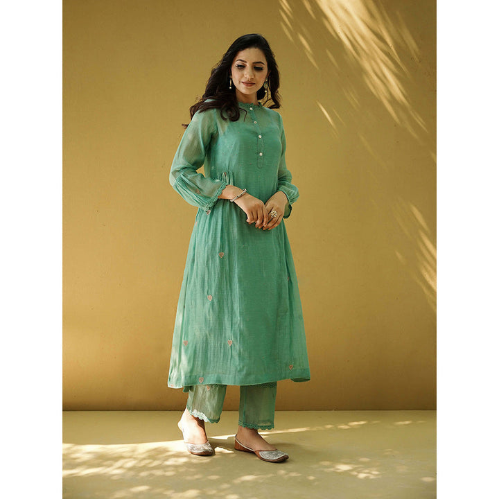 Naaz By Noor Goonj Cyan Kurta with Pant (Set of 2)