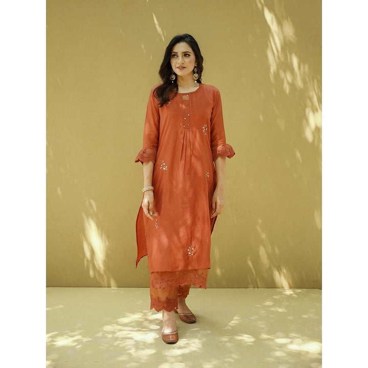 Naaz By Noor Goonj Ginger Kurta and Pant with Dupatta (Set of 3)